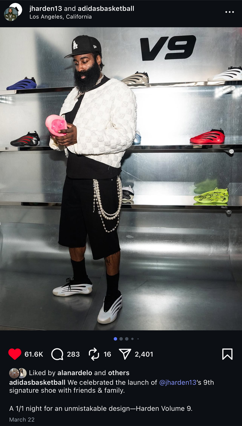 Adidas Harden Vol. 9 social media post